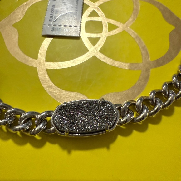 Kendra NWT Scott Silver Elisa Thick Chain Style Necklace with Platinum Druzy - Picture 6 of 8